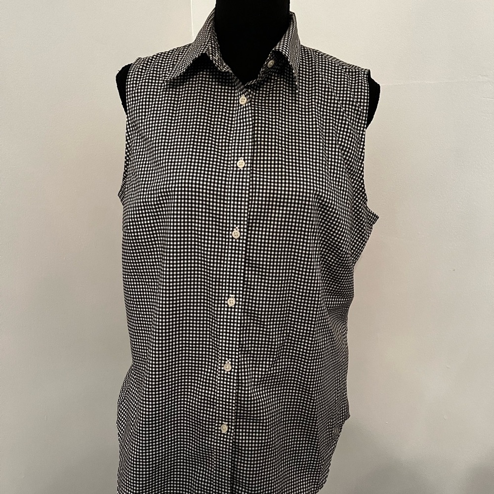 Vintage Large Ralph Lauren Sleeveless Plaid Button Up Top, Womens Ralph Lauren.